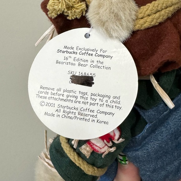 Starbucks (NWT) vintage 16th edition scarecrow Bearista plush teddy bear - Picture 4 of 4